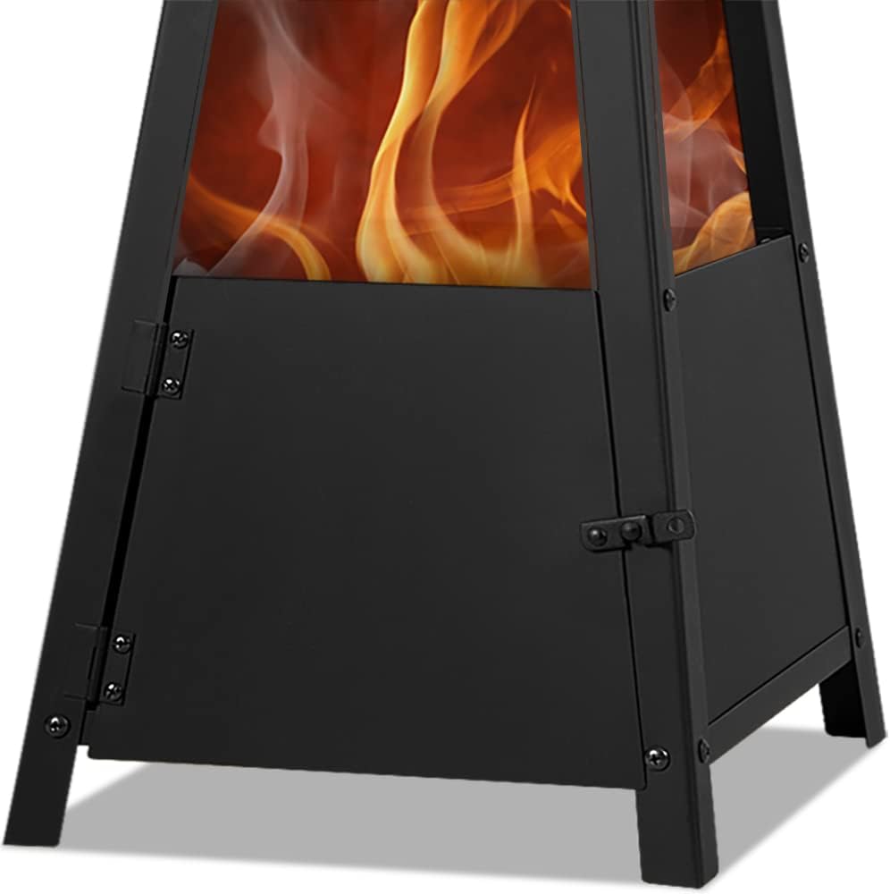 Gardebruk® Terrassenofen Garten mit Abdeckung Schürhaken 102cm Gross Eckig XXL Stahl Feuerstelle Feu
