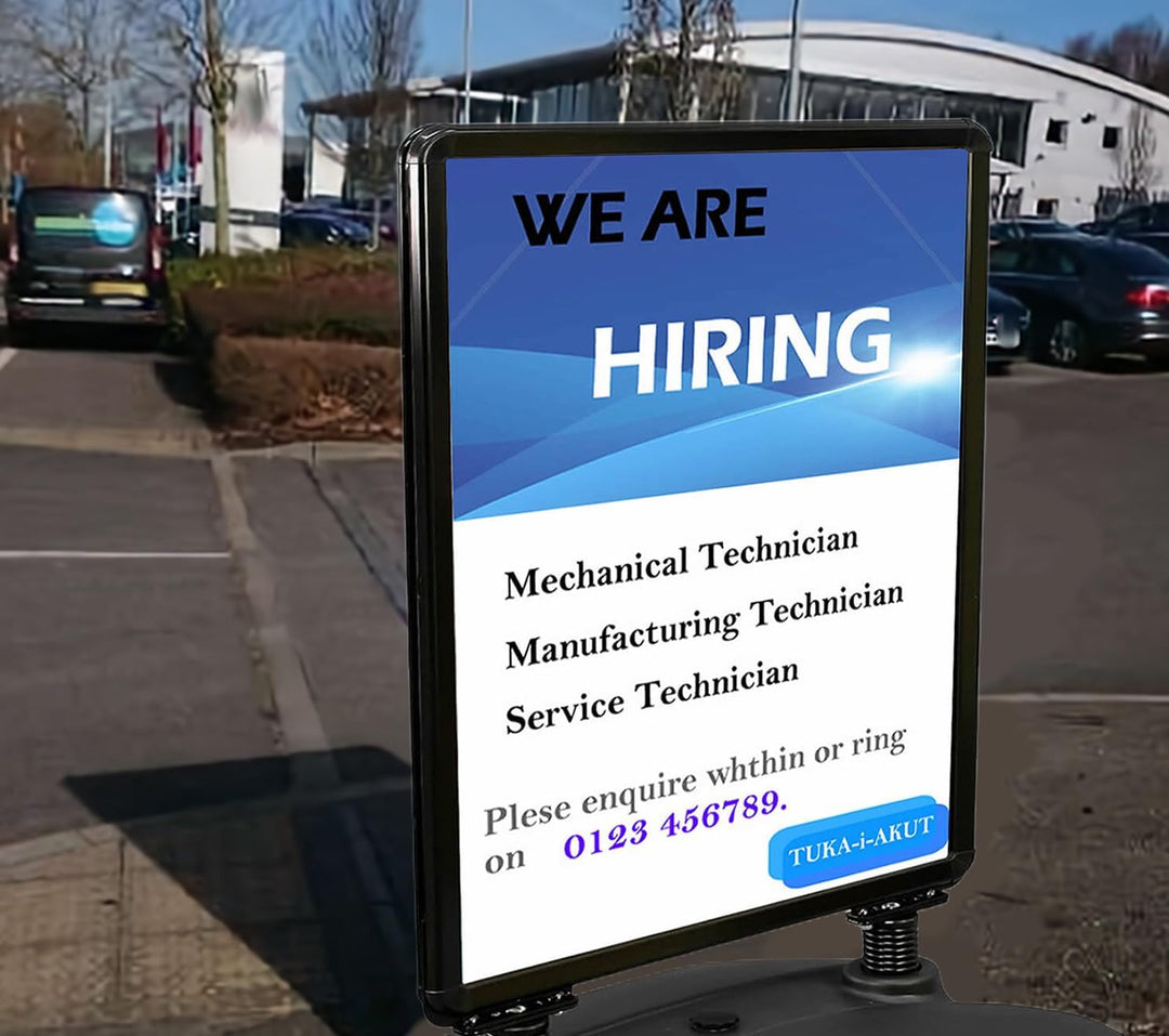 TUKA-i-AKUT A1 Kundenstopper Plakatständer Wind-Sign Beidseitig für 2 Plakate, Werbeaufsteller Mobil