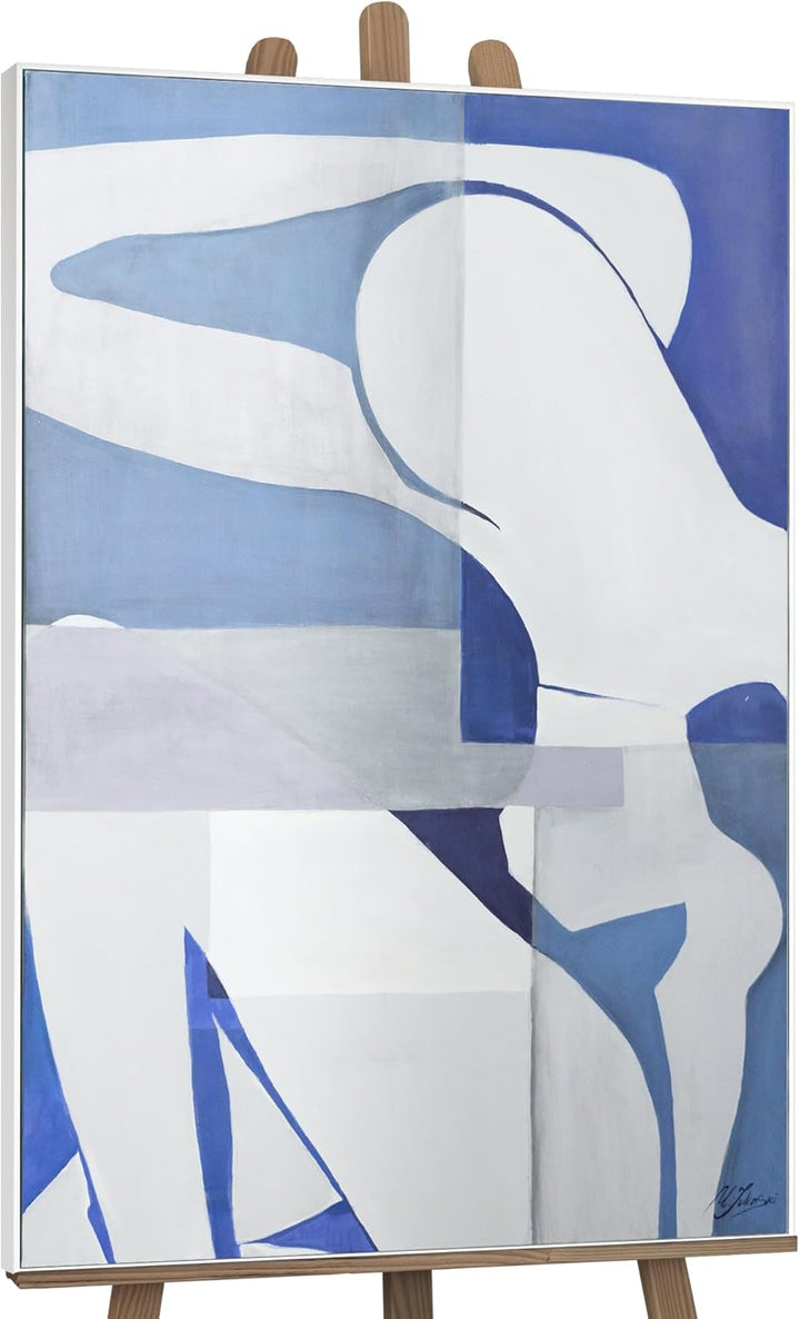 YS-Art XXL Abstrakt Acryl Gemälde auf Leinwand mit Rahmen Sandy handgemalte Wandbilder Wohnzimmer Mi