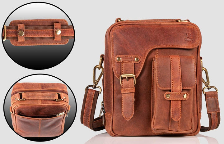 MATADOR Schultertasche Echt Leder Herren Hochwertige Arbeittasche Umhängetasche Ledertasche Tabletta