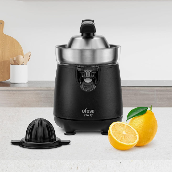 Ufesa Vitality, Elektrischer Zitruspressent, 120W, kontinuierlicher Ausguss, Tropf-Stop-System, Dopp