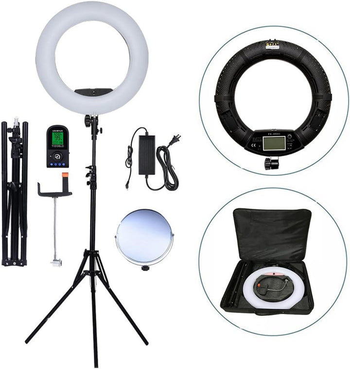 Yidoblo 18 Zoll Digitalanzeige Fernbedienung Dimmbar 3200K-5500K LED Ringlicht Kit für Kamera Smartp