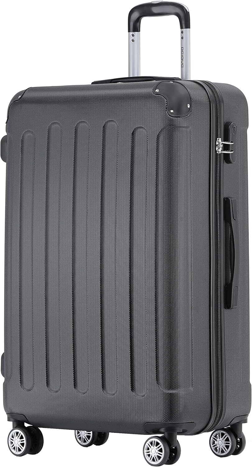 BEIBYE Zwillingsrollen Hardcase Reisekoffer Koffer Trolleys Hartschale in XL-L-M in 14 Farben (Schwa