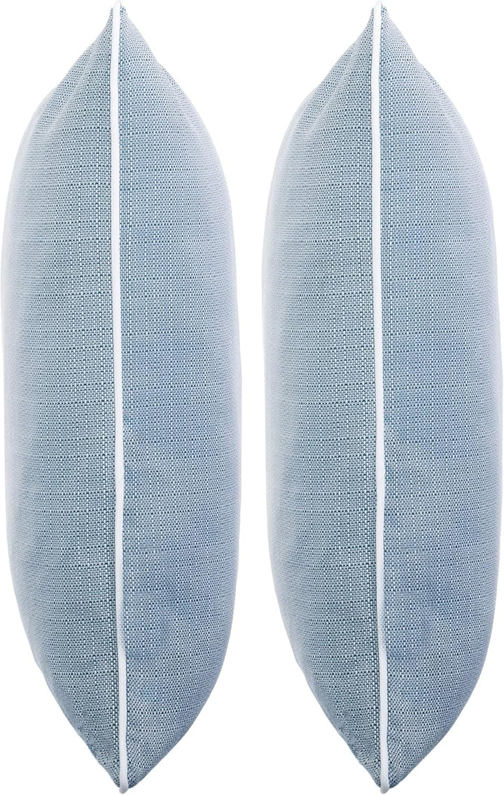 Brandsseller 2er Set Outdoor Kissen 45x45 cm – Wetterfeste Zierkissen mit Paspel in Walzoptik – Wass