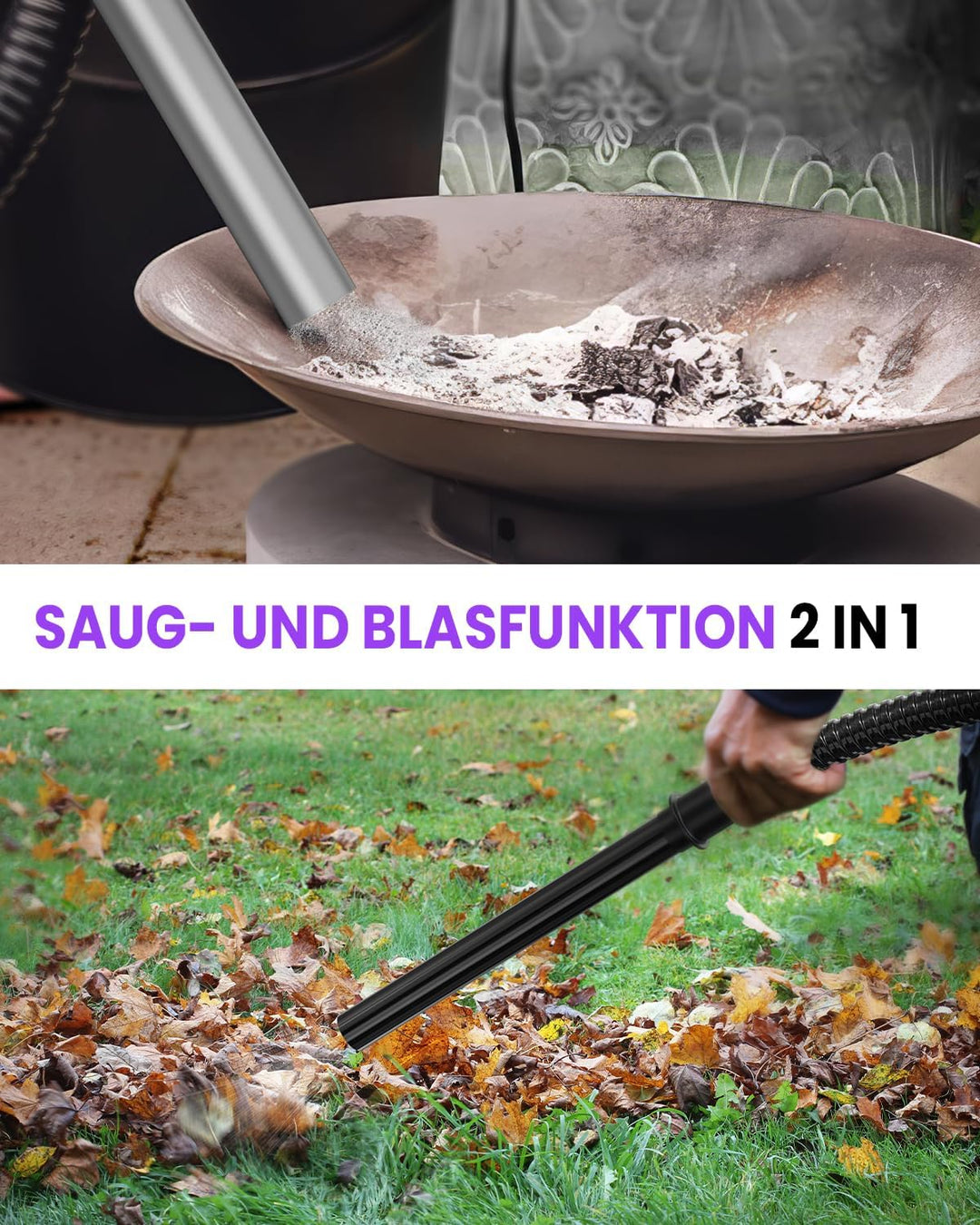 VANPORE Aschesauger für Kamin, 20L Aschesauger, 1200W Starke Saugleistung, Kamin Staubsauger mit Rol