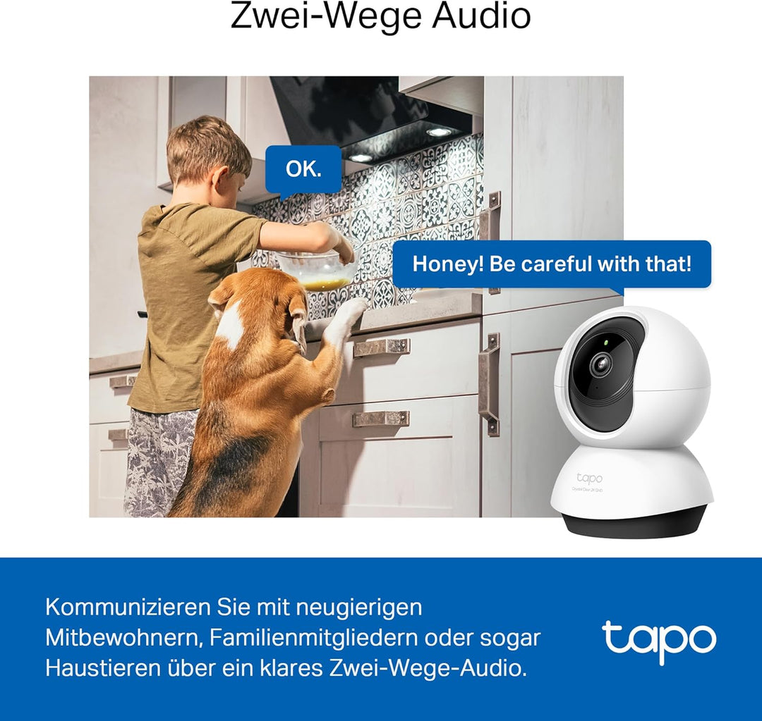 Tapo TP-Link C220 360°-WLAN-Überwachungskamera für den Innenbereich, 2K 4MP, IR Nachtsicht, Bewegung