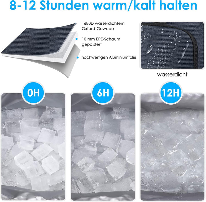 SPGOOD Kühltasche 20L/30L/40L Thermotasche Picknicktasche Gross Isoliert Faltbar Gefriertasche Warmh