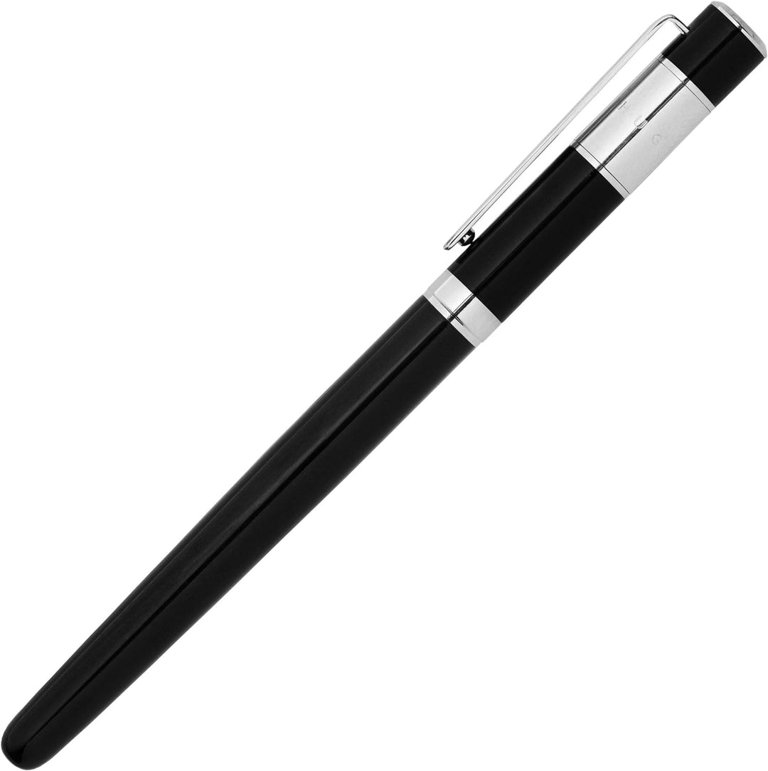 Hugo Boss Kugelschreiber Ribbon Classic Messing Chrome Schwarz Silber, HSR0455A 1 Stück (1er Pack)