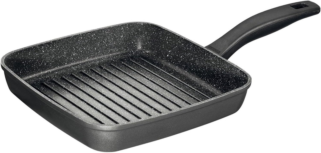 STONELINE Grillpfanne, 26 x 26 cm, Aluguss, Grillpfanne beschichtet mit echten Steinpartikeln, grau,