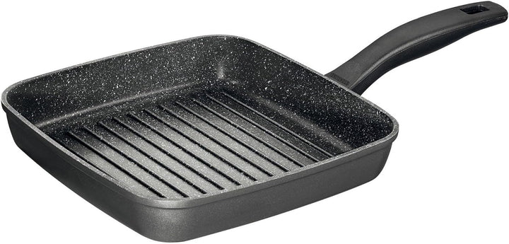 STONELINE Grillpfanne, 26 x 26 cm, Aluguss, Grillpfanne beschichtet mit echten Steinpartikeln, grau,