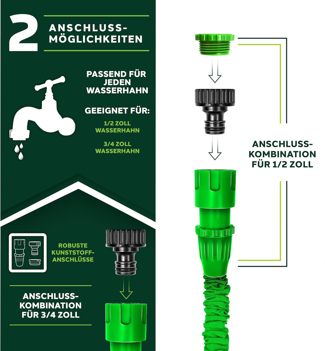TRESKO® flexiSchlauch - Flexibler Gartenschlauch Wasserschlauch dehnbar Flexi Wonder (15m) 15 Meter
