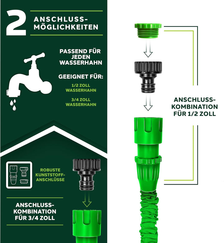 TRESKO® flexiSchlauch - Flexibler Gartenschlauch Wasserschlauch dehnbar Flexi Wonder (15m) 15 Meter