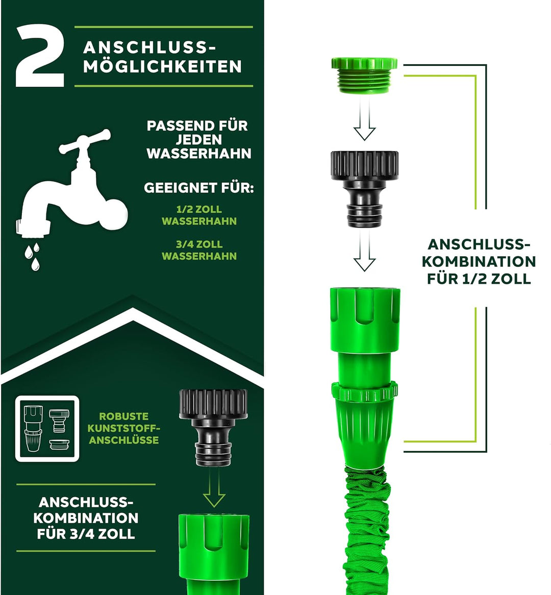 TRESKO® flexiSchlauch - Flexibler Gartenschlauch Wasserschlauch dehnbar Flexi Wonder (30 Meter)