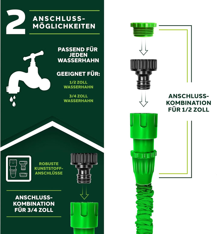 TRESKO® flexiSchlauch - Flexibler Gartenschlauch Wasserschlauch dehnbar Flexi Wonder (60m) 60 Meter,