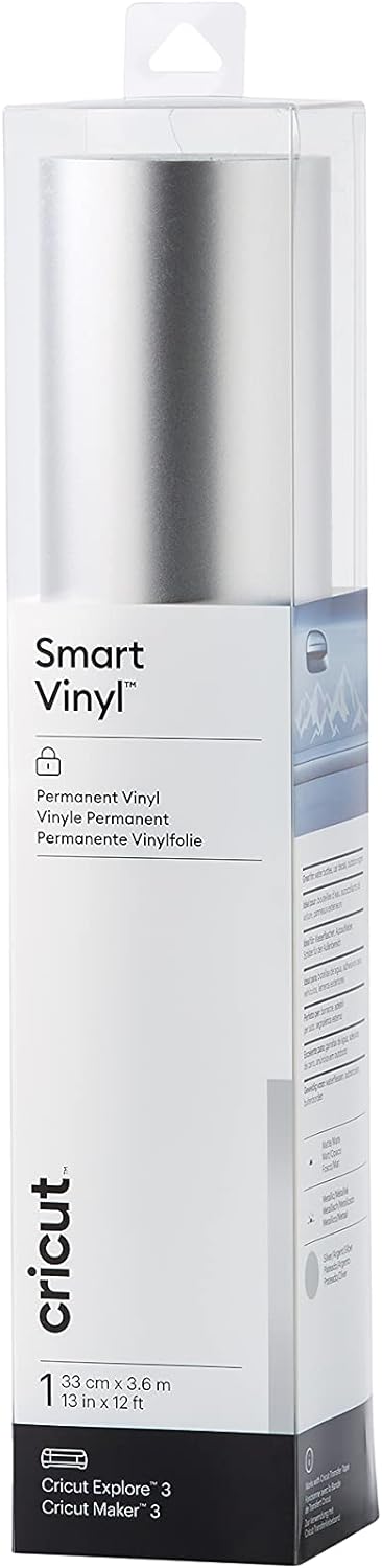 Cricut 2008659 Smart Vinyl Permanent | 1 Sheet | 33cm x, Matte Metallic Silver, 3.6m (12ft)
