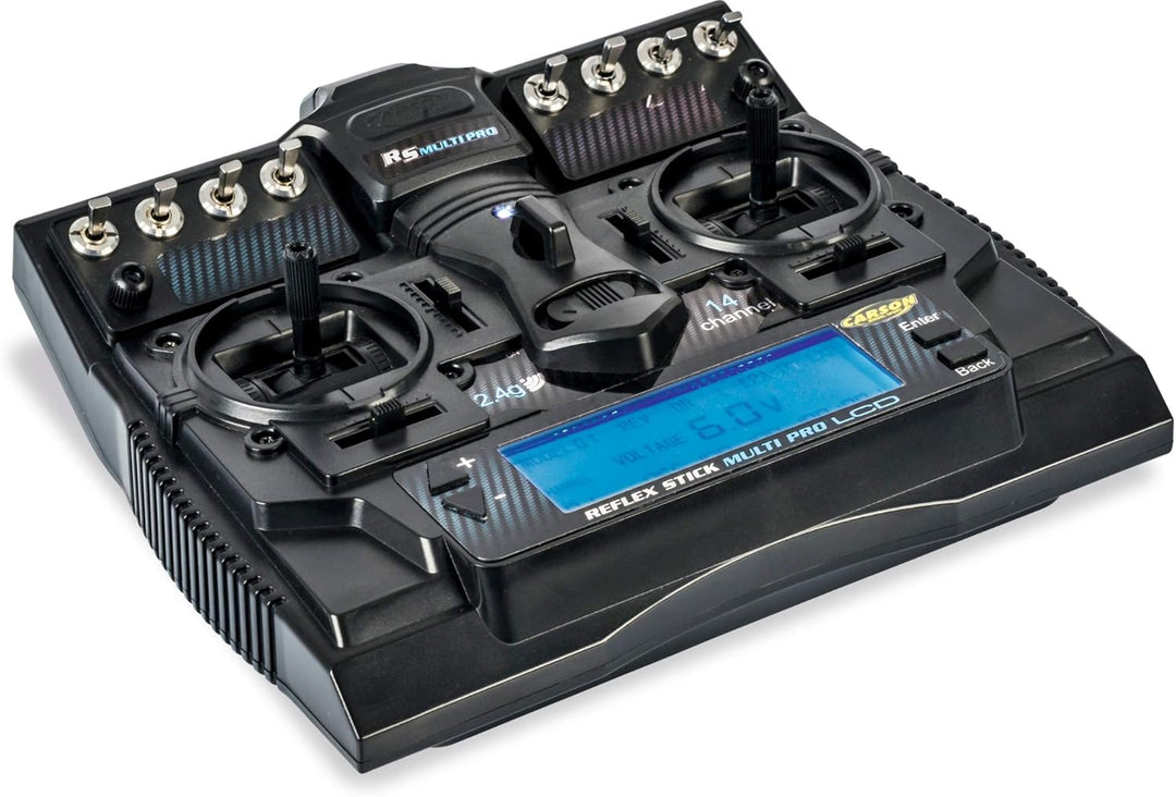 Carson 500501004 FS Reflex Stick Multi PRO LCD 2.4 GHz – 14-Kanal-Fernsteueranlage, Fernbedienung mi