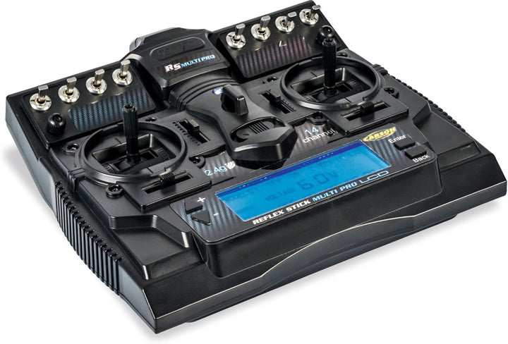 Carson 500501004 FS Reflex Stick Multi PRO LCD 2.4 GHz – 14-Kanal-Fernsteueranlage, Fernbedienung mi