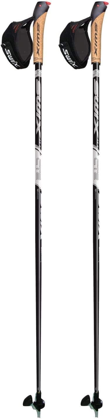 Swix CT2 Nordic Walking Stock Black 1 Paar mit Twist & Go Spitzen 130, mit Twist & Go Spitzen 130