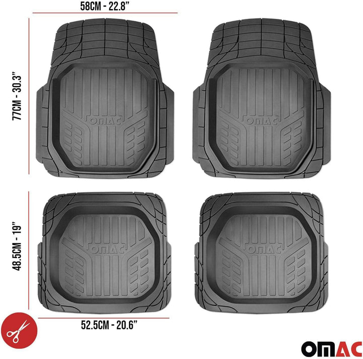 Fussmatte Gummimatten Universelle Kompatibilität Allwetter Hoher Rand Antirutsch Schwarz