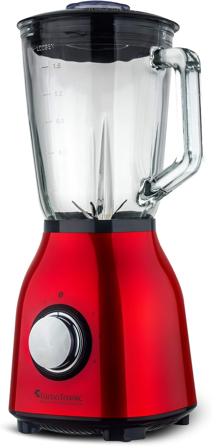 1400 Watt Standmixer mit Glasbehälter 1,5 Liter, BPA-frei, 6 Edelstahl-Klingen, Smoothie Maker, Blen