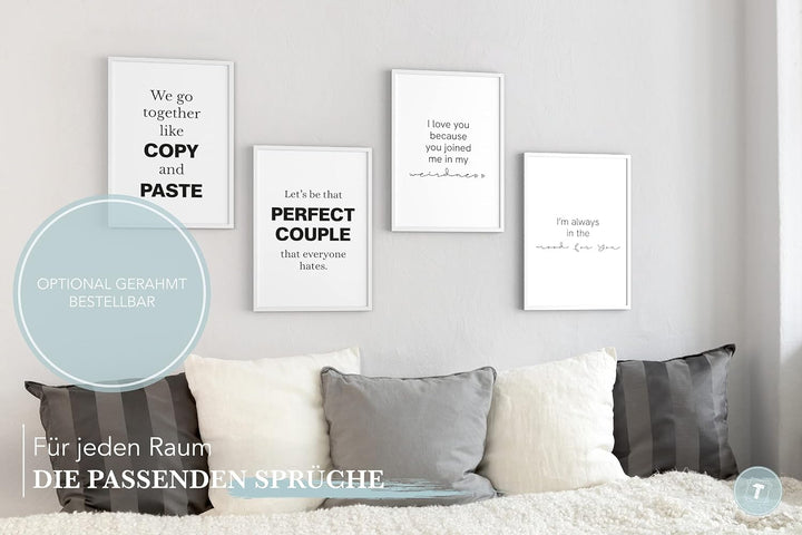 Papierschmiede® Premium Spruchposter Set 4er 50x70 cm (B2), Motiv: Funny Couple, Pärchen Liebe Bezie