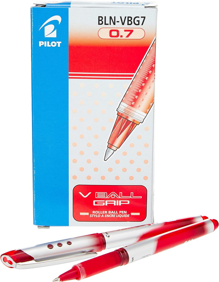 Pilot VBall VB5 Tintenroller mit Griffzone 0,5 mm Schreibspitze 0,25 mm Strichbreite 12 Stück rot, R