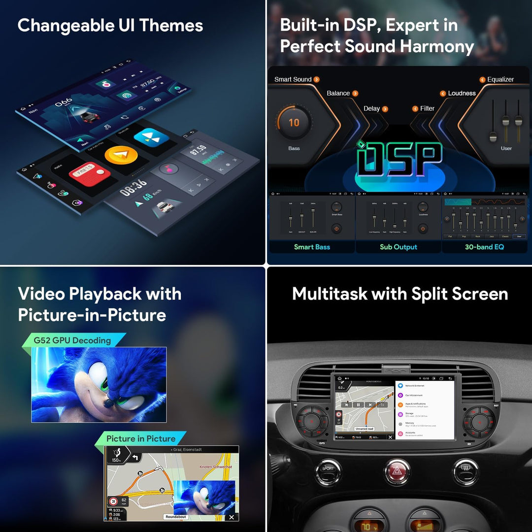 XTRONS 7 Zoll Android 13 Autoradio Octa Core 4GB 64GB Eingebautes 4G LTE CarAutoPlay/Android Auto/DS