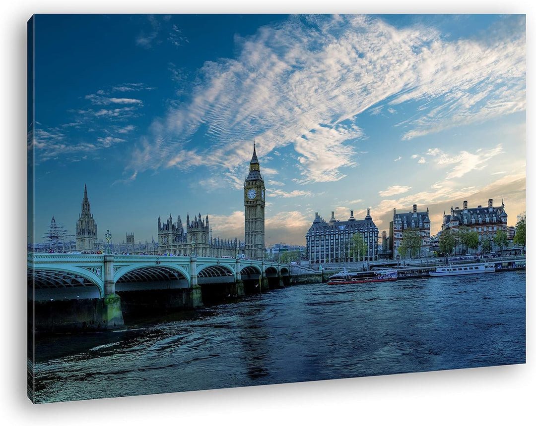 deyoli Skyline London Format: 60x40 als Leinwandbild, Motiv fertig gerahmt auf Echtholzrahmen, Hochw