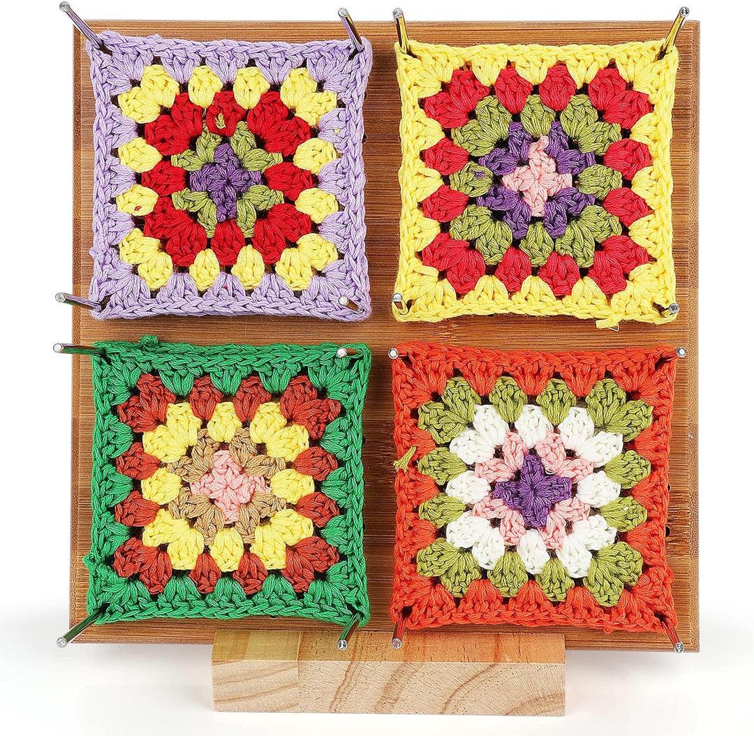 Coopay Sperrbrett für Granny Square, Bambus Blockierbretter und 20 Edelstahl Stabstiften, Tolles Too