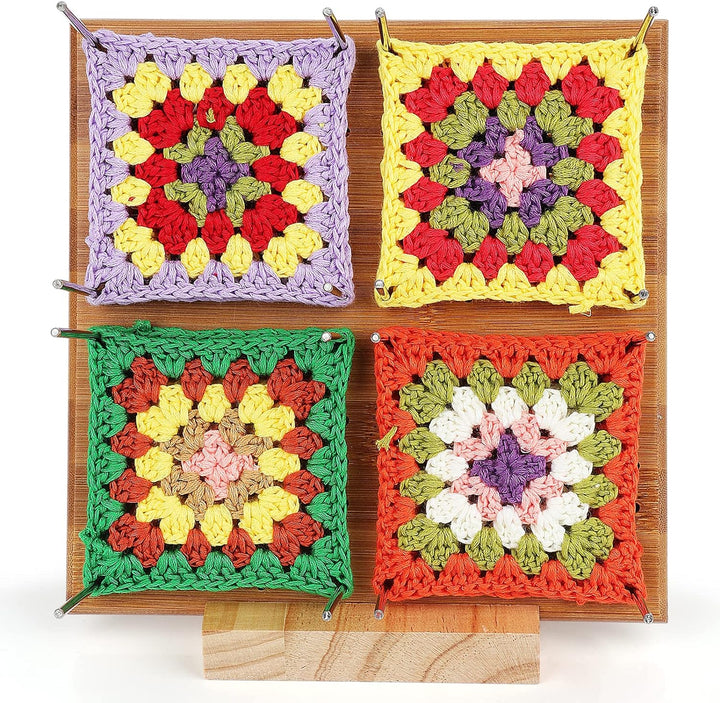Coopay Sperrbrett für Granny Square, Bambus Blockierbretter und 20 Edelstahl Stabstiften, Tolles Too