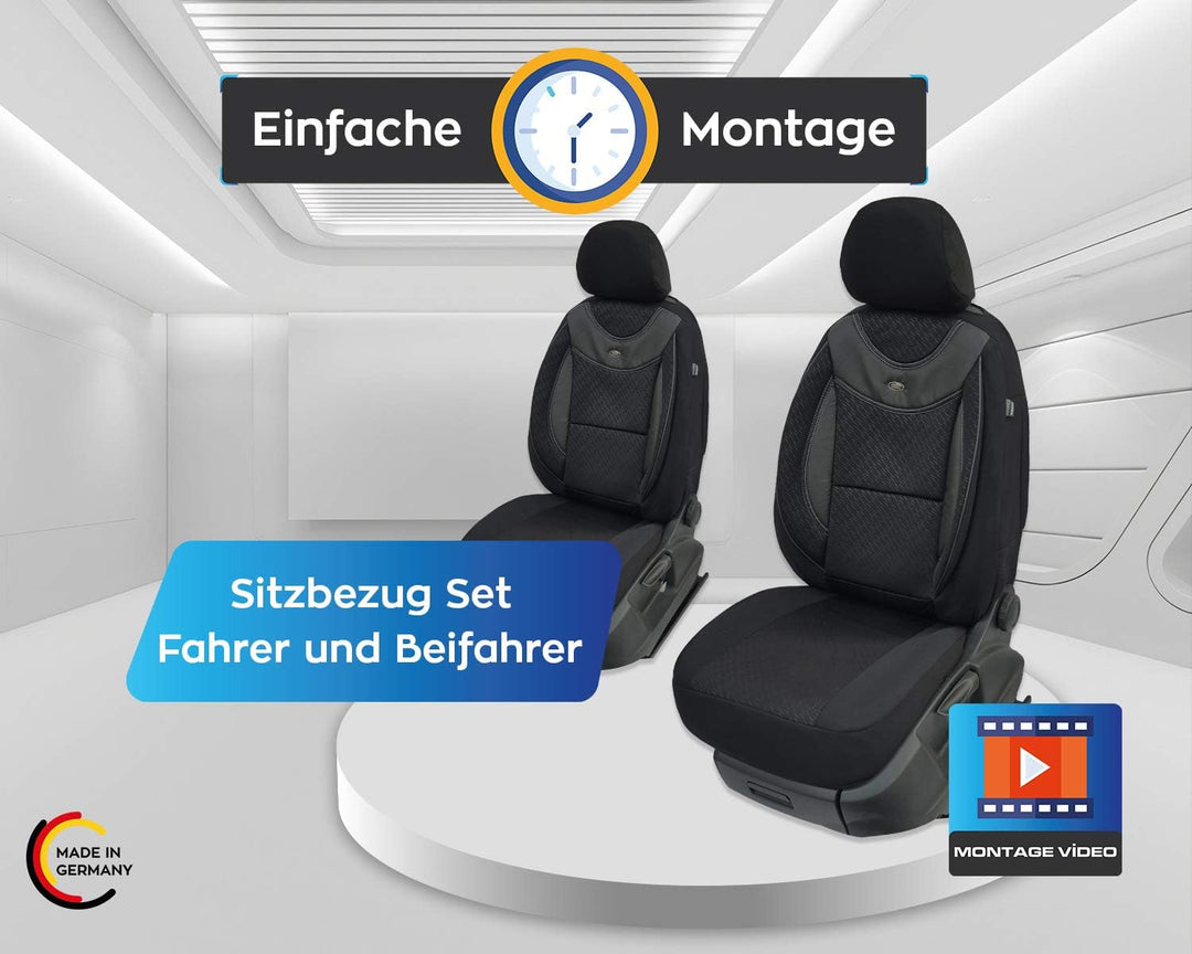 BREMER SITZBEZÜGE Mass Auto Schonbezüge kompatibel mit VW Crafter Gen. 2 Fahrer & Beifahrer Set ab 2