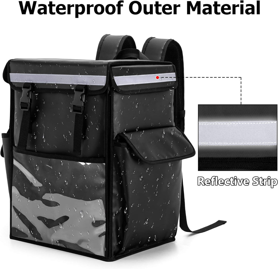 Trunab Food Delivery Rucksack Schwarz, Isolierte Kühltasche Lebensmittel Transport, Öffnendes Oberte