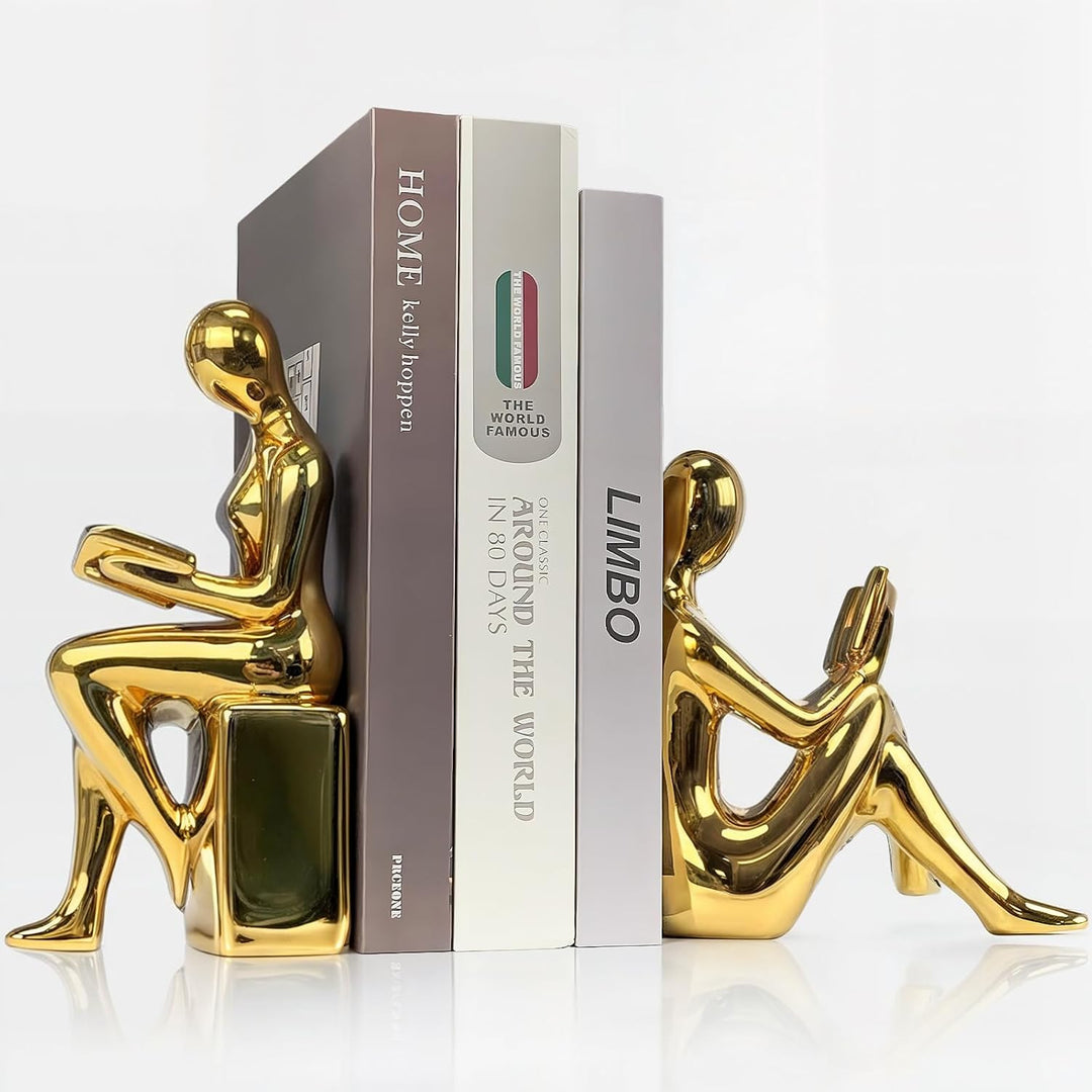 DARUITE 1 Parr Buchstütze, Goldene Lesefigur Buchstützen, kreative Bücherstützen, Robuste und Stilvo