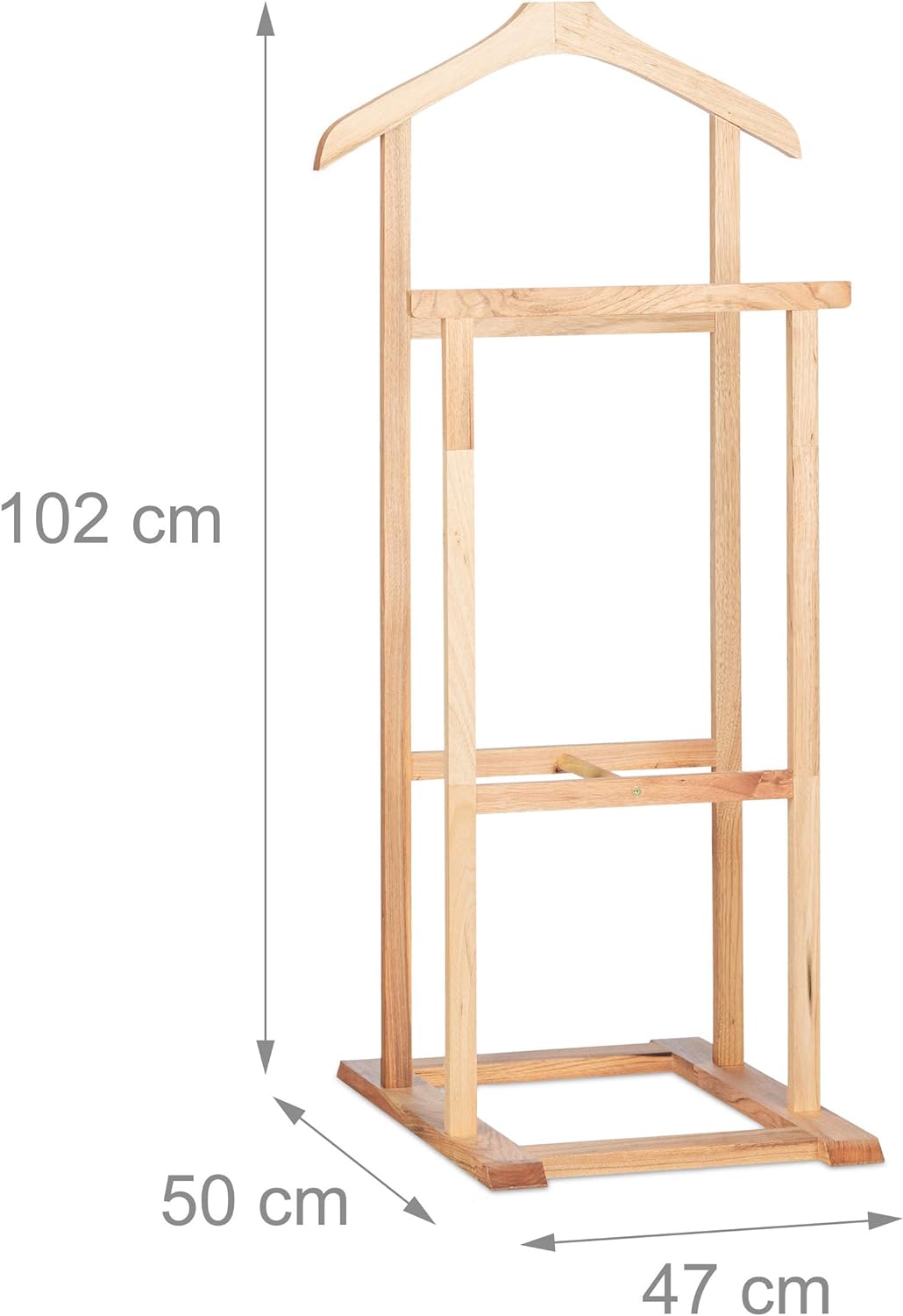 Relaxdays Herrendiener Holz, stummer Diener für faltenfreie Anzüge, Walnuss Kleiderständer HxBxT 102