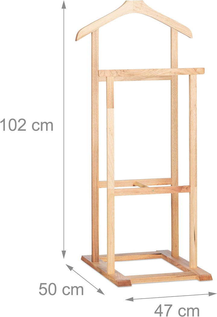 Relaxdays Herrendiener Holz, stummer Diener für faltenfreie Anzüge, Walnuss Kleiderständer HxBxT 102