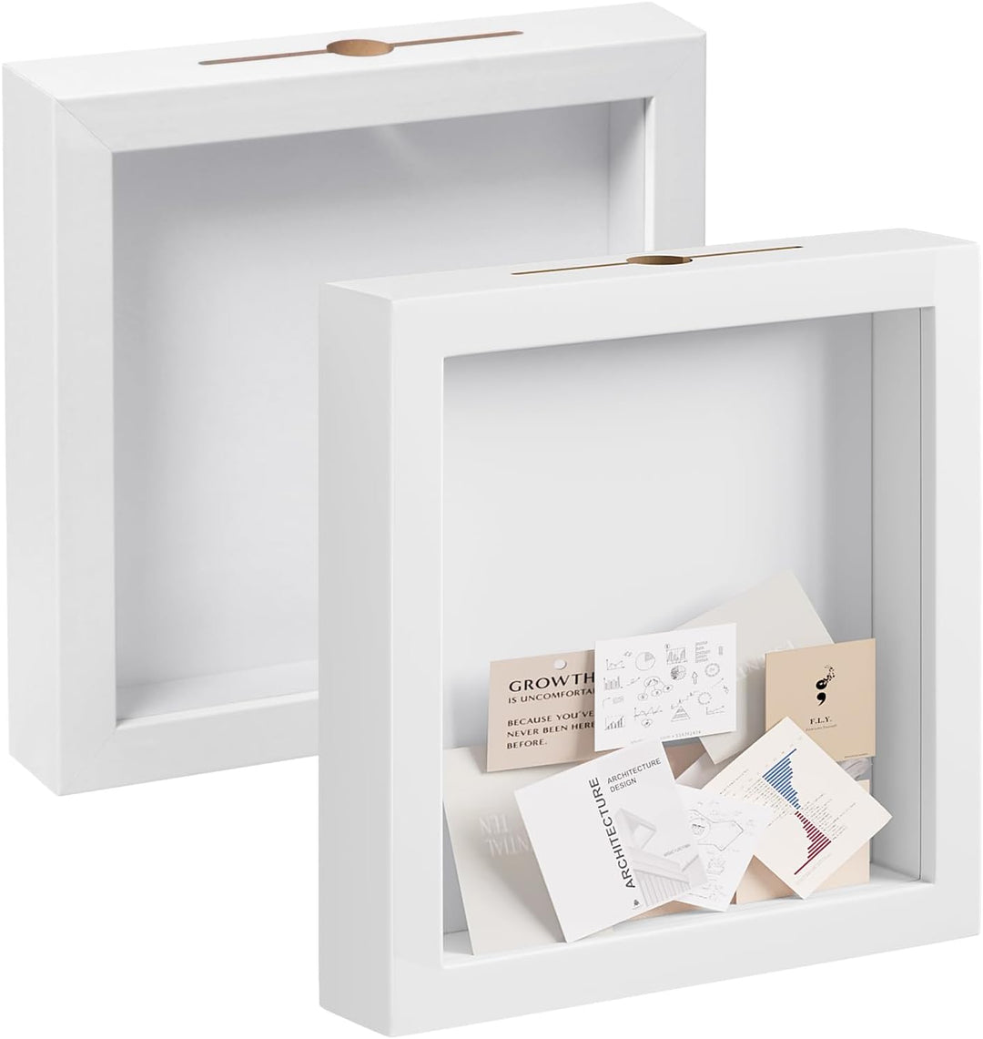 EUGAD 2 Stück 3D Bilderrahmen zum Befüllen, Objektrahmen Spardose 20x20 cm, tiefer Rahmen für Objekt