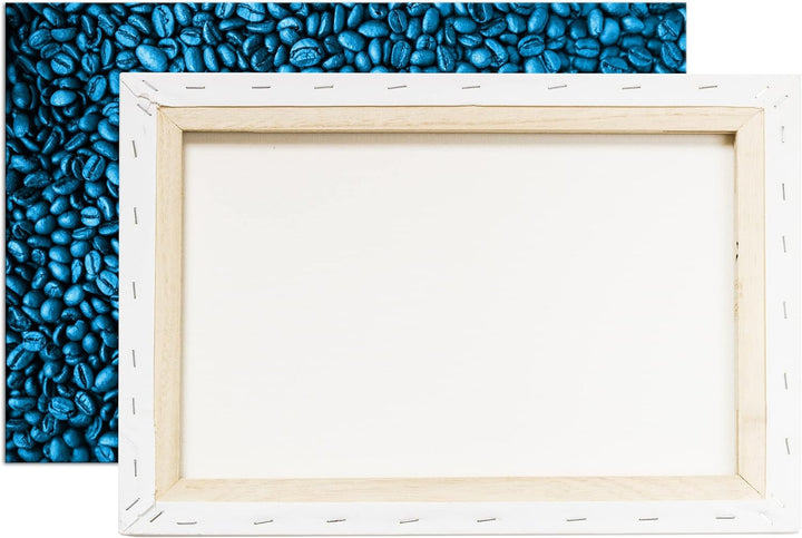 deyoli viele Kaffeebohnen Format 80x60 Effekt: Monocrome Blau als Leinwandbild, Motiv fertig gerahmt