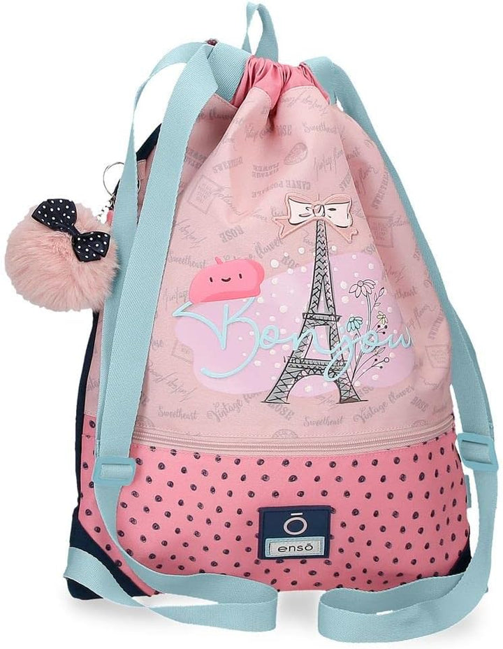 Enso Bonjour Rucksacktasche mit Reissverschluss Pink 35x46 cm Polyester Mochila Saco Con Cremallera