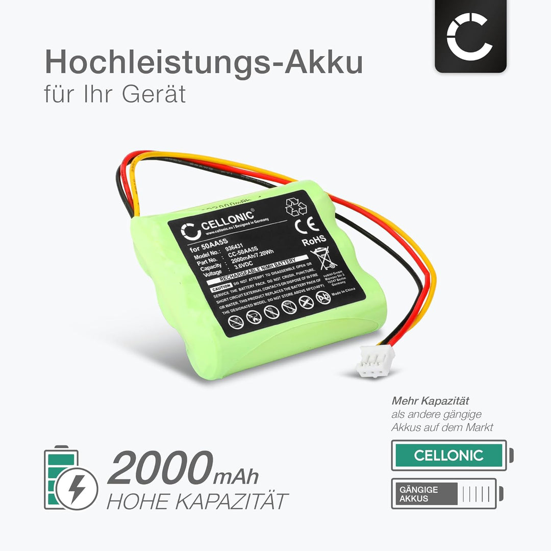CELLONIC® 3.6V Toniebox Ersatzakku 50AA5S: Tonie Box Akku Ersatz - 2000mAh hoher Kapazität für Lange