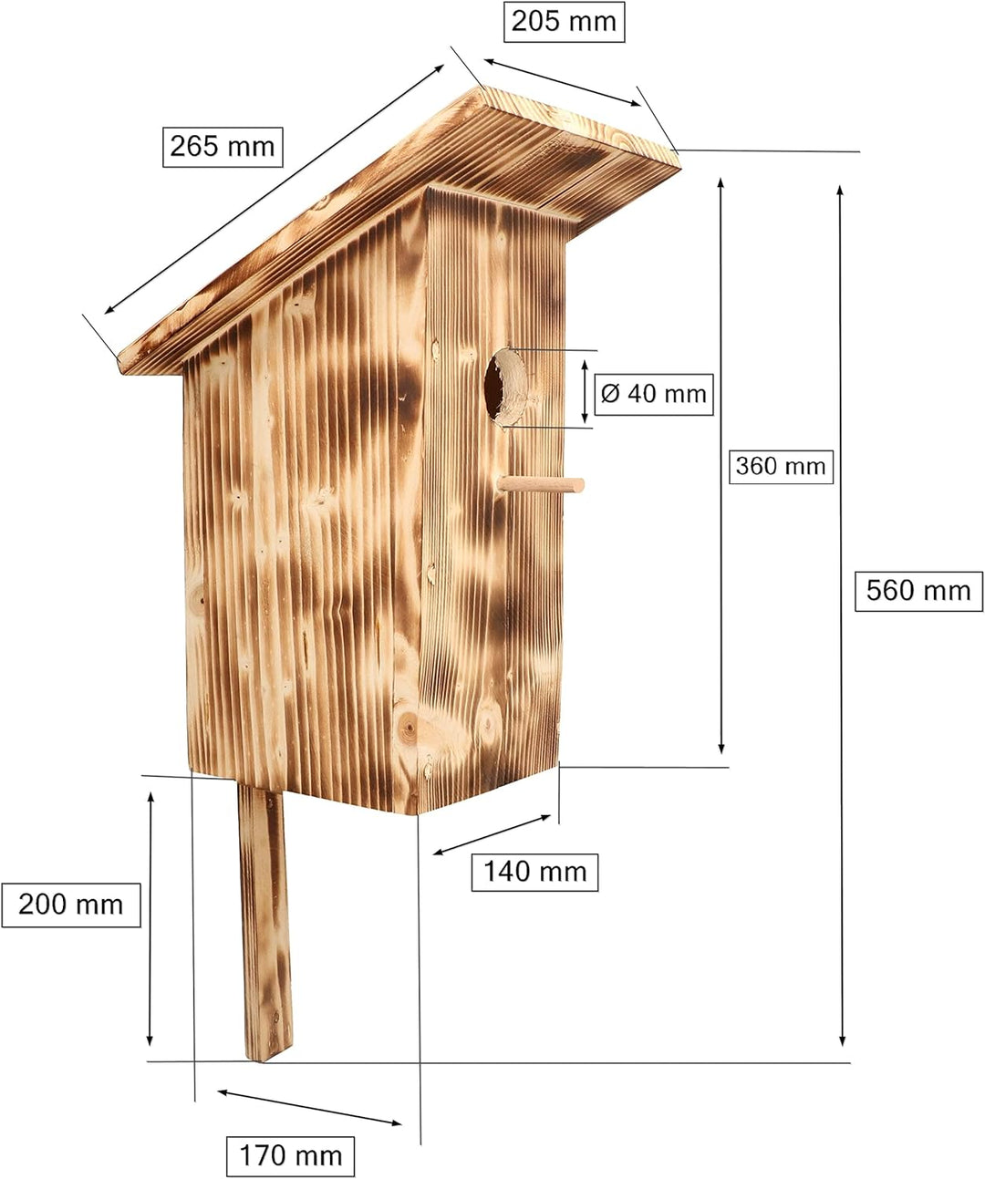 KOTARBAU® Nistkasten Vogelfutterkasten Vogelfutterhaus Vogelkasten aus Gebranntem Holz + Futter Grat