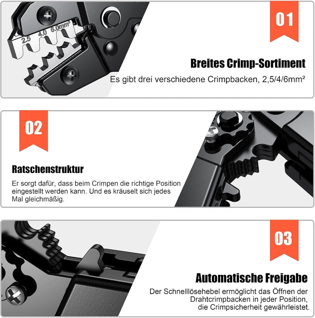 Solar Crimpzange, Preciva Solarstecker Crimpzange für 2.5/4.0/6.0mm² Solarpanel PV Kabel