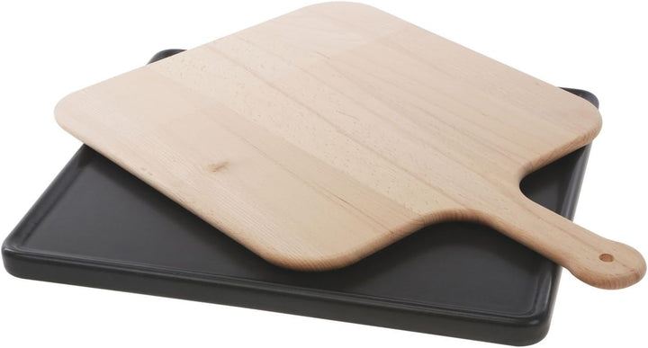 Neff Z1913X0 Backstein Brot Pizza Keramik Holzschieber Zubehör Masse: 360 x 375 mm, Schwarz Single,