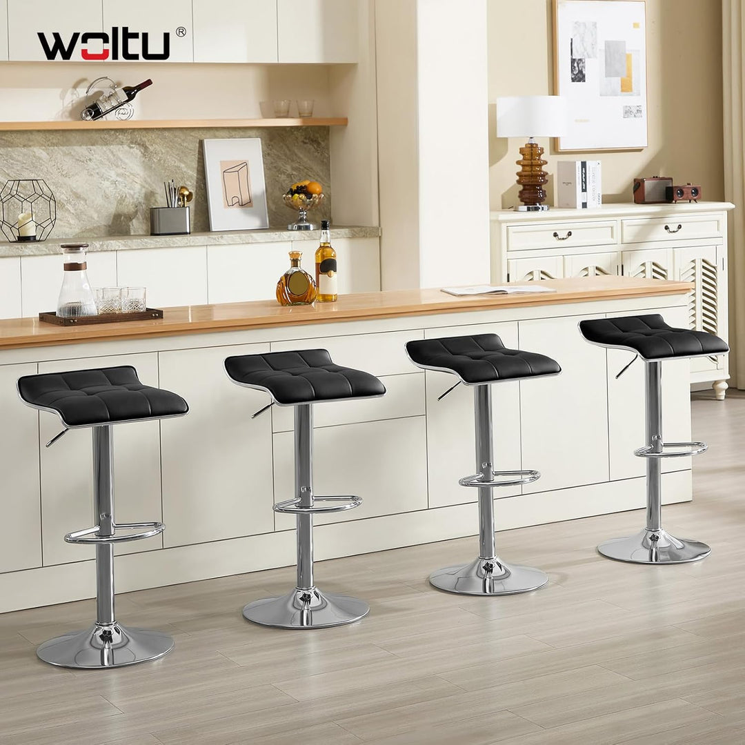 WOLTU BH28sz-1 1X Barhocker 1er Set Barstuhl Tresenhocker, aus hochwertigem Kunstleder, verchromter