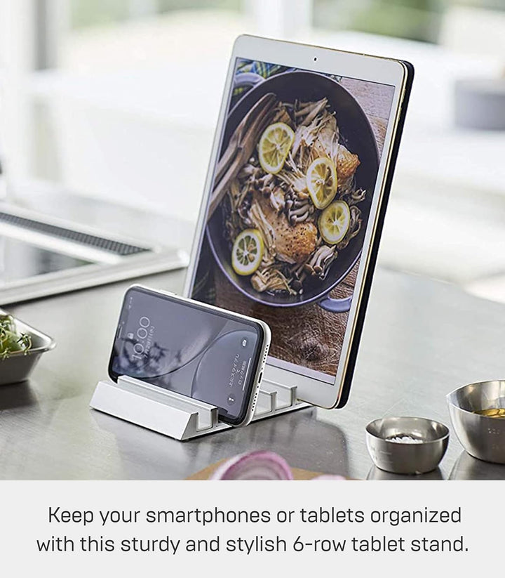 Yamazaki Tower 5274 Tablet-Ständer, Smartphone and Tablet Stand, Weiss, Aluminium/Silikon, 10 x 13 x