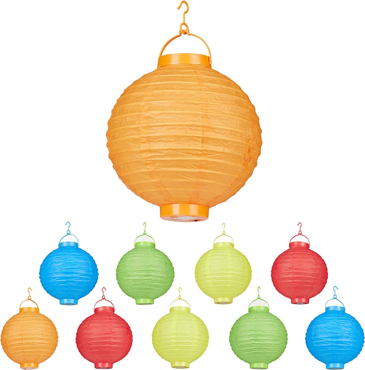 Relaxdays 20 x LED Lampions bunt, batteriebetrieben, Lampion Set für Draussen & Drinnen, zum Aufhäng