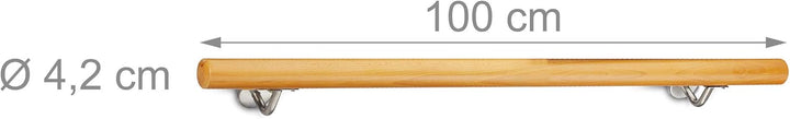 Relaxdays Handlauf Holz, Buche, 1000 mm/100 cm/1 m, Wandhalterung, mit Dübeln, rustikal 42 mm Durchm