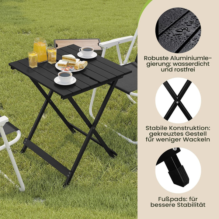 WOLTU Alu Tisch Klapptisch Campingtisch Balkontisch Gartentisch Klappbar aus Aluminium, 50.5x47x59.5