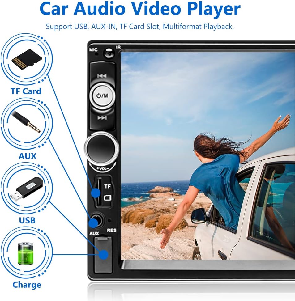 Hikity Autoradio 2 Din mit Bildschirm 7 Zoll Touch Display Radio mit Bluetooth Freisprecheinrichtung