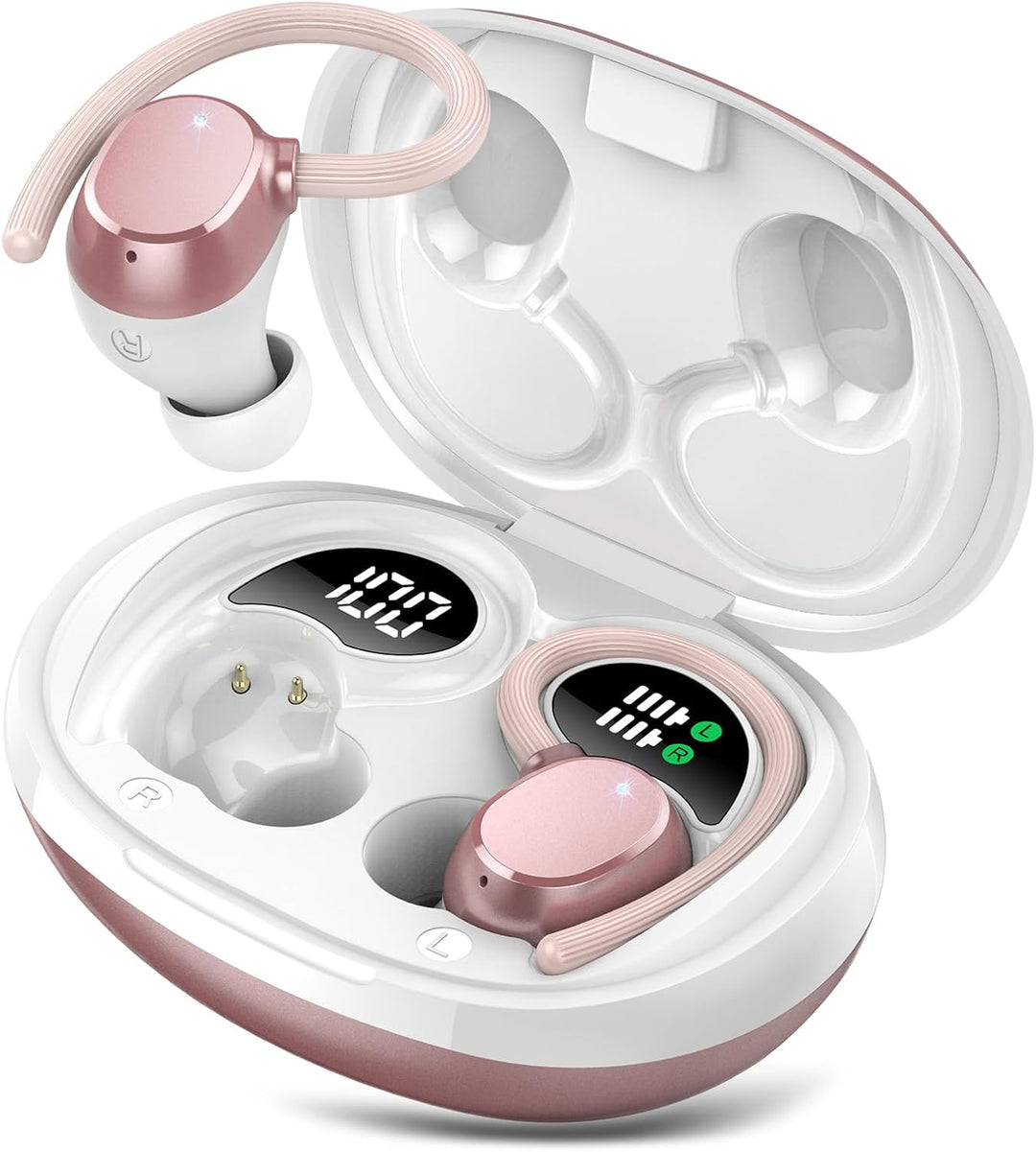 QXQ Bluetooth Kopfhörer Sport, In Ear Kopfhörer Kabellos Bluetooth 5.3, mit Ladeetui, LED-Anzeige, I