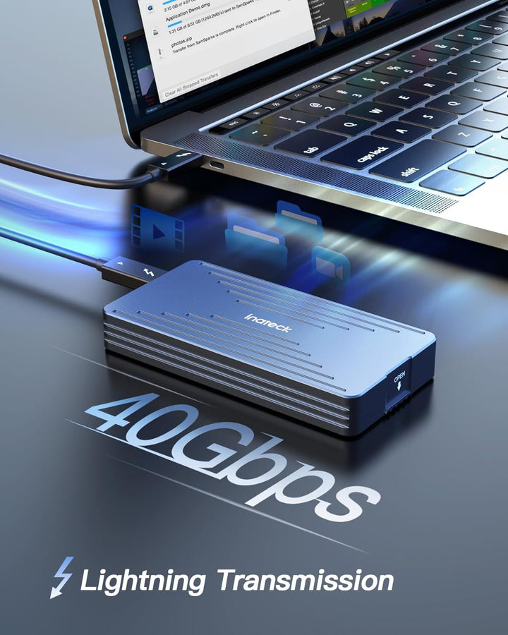 Inateck 40Gbps M.2 NVMe SSD-Gehäuse, Aluminium Festplattengehäuse, USB4.0/Thunderbolt 4, werkzeuglos